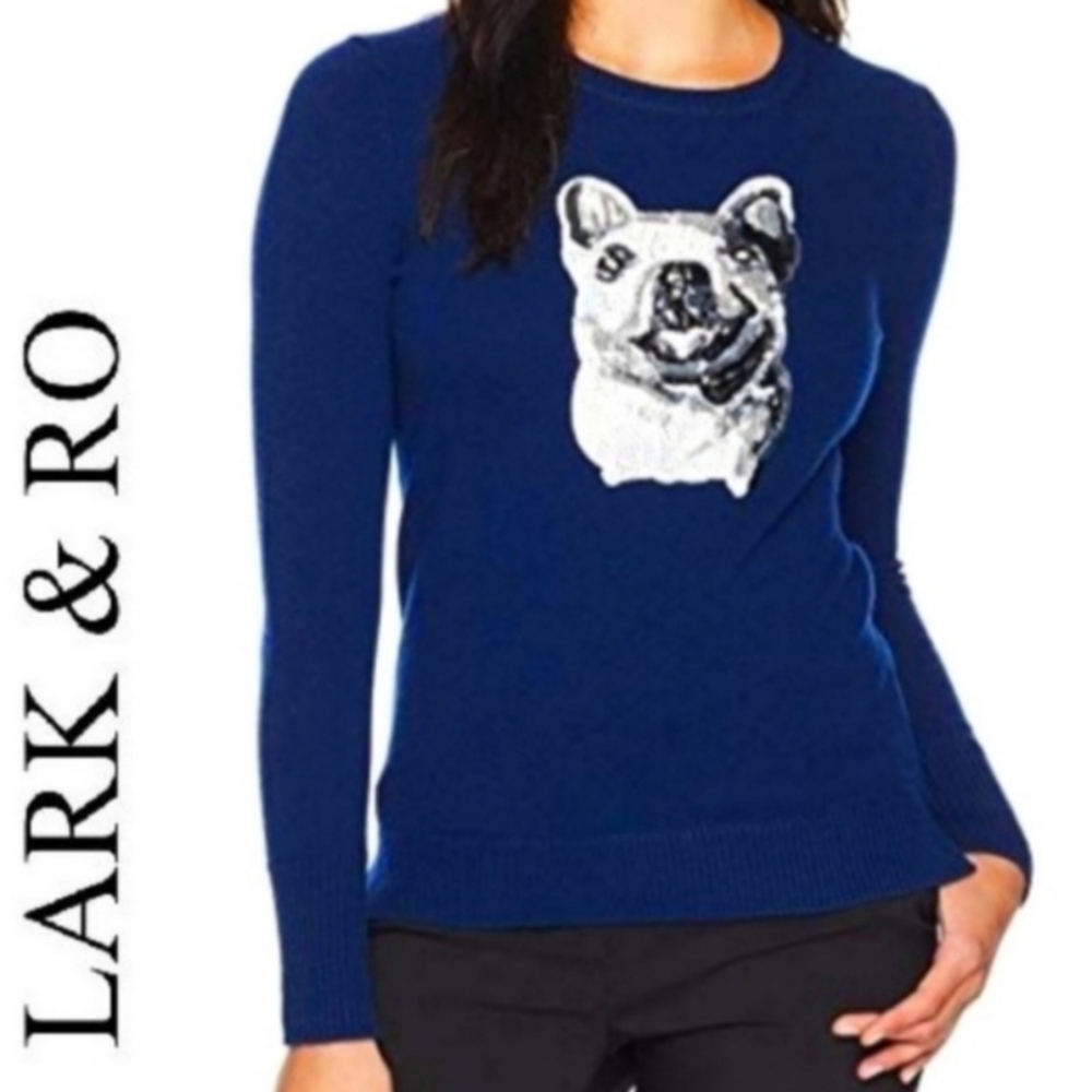 Cashmere Crewneck Pullover With Sequin Dog